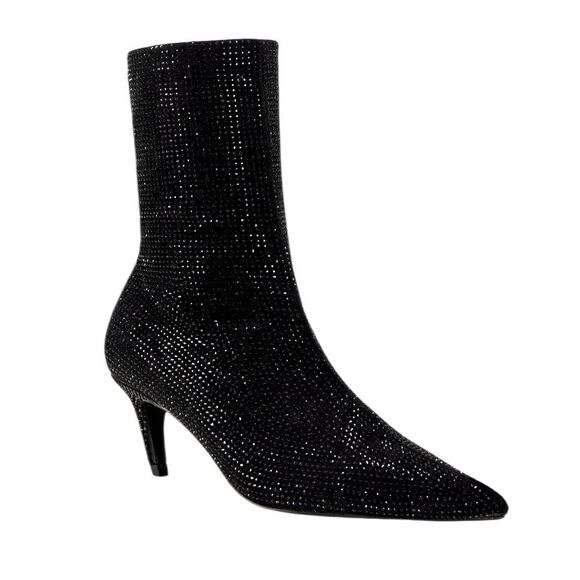 NWT AZALEA WANG BLACK NEROLA RHINESTONE/SPARKLY HEELED BOOTIES SIZE 9 - Picture 1 of 8